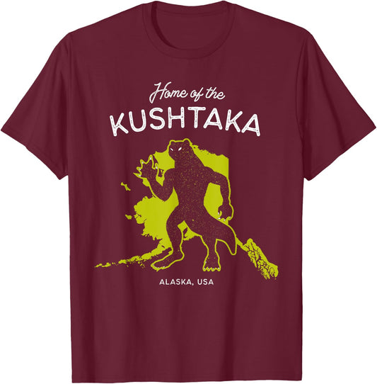 Home of the Kushtaka Otter Man - Alaska, USA Cryptid T-Shirt - T-Shirt | Maroon