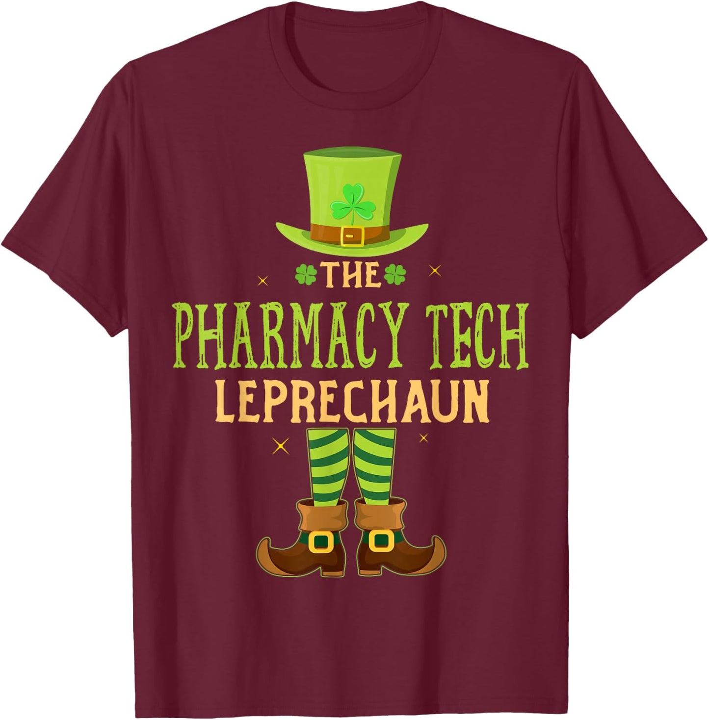 The Pharmacy Tech Leprechaun Matching St Patricks Day T-Shirt - T-Shirt | Maroon