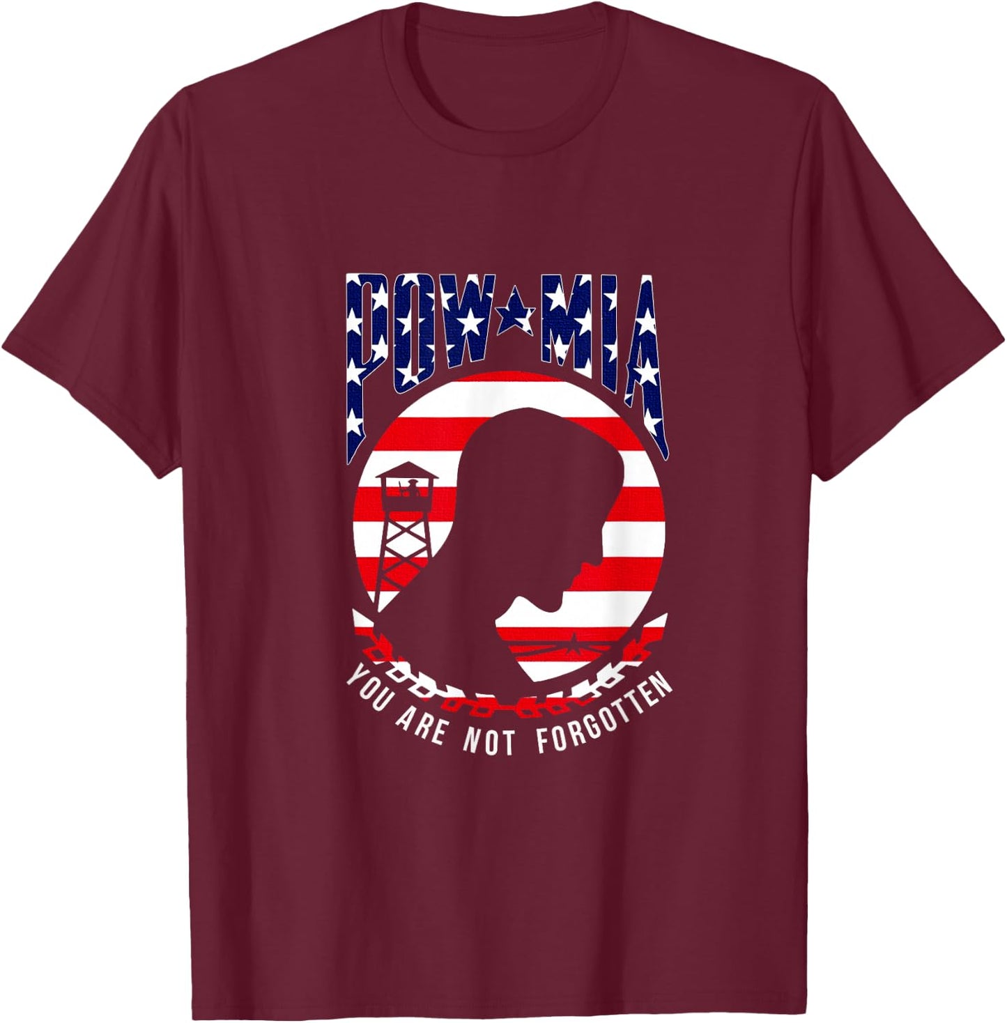 POW MIA - You are Not Forgotten - Short Sleeve T-Shirt - T-Shirt | Maroon