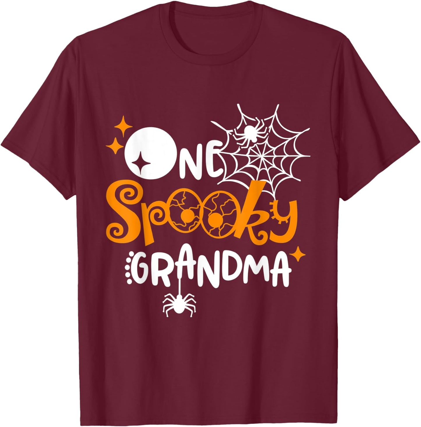 One Spooky Grandma Funny Halloween Bats Spider Web T-Shirt - T-Shirt | Maroon