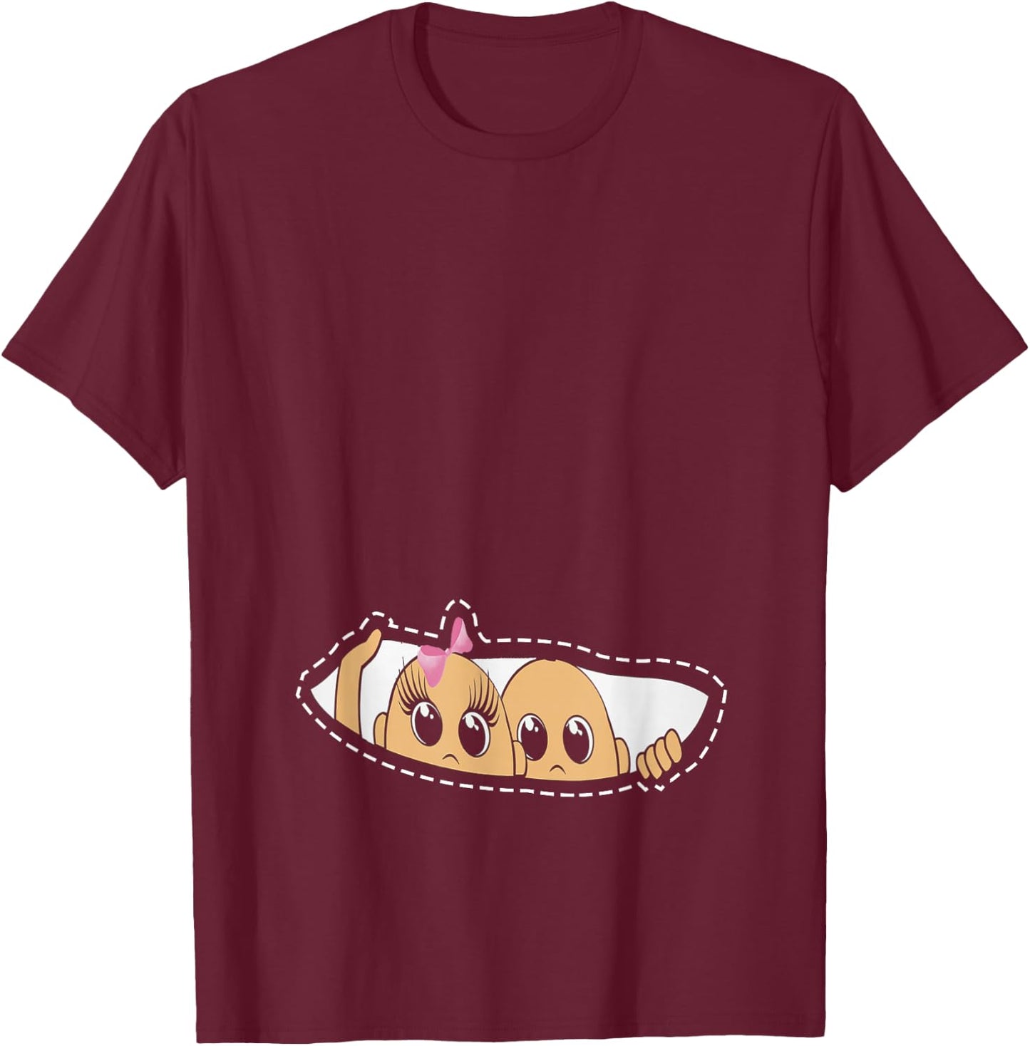 Twin Pregnancy Peeking Boy And Girl Mom To Be Gifts T-Shirt - T-Shirt | Maroon