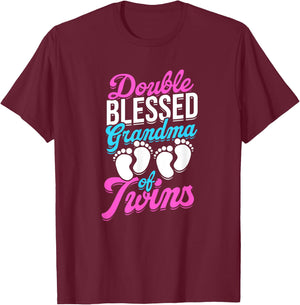 Double blessed grandma of twins - Family Spoiling Grandma T-Shirt - T-Shirt | Maroon