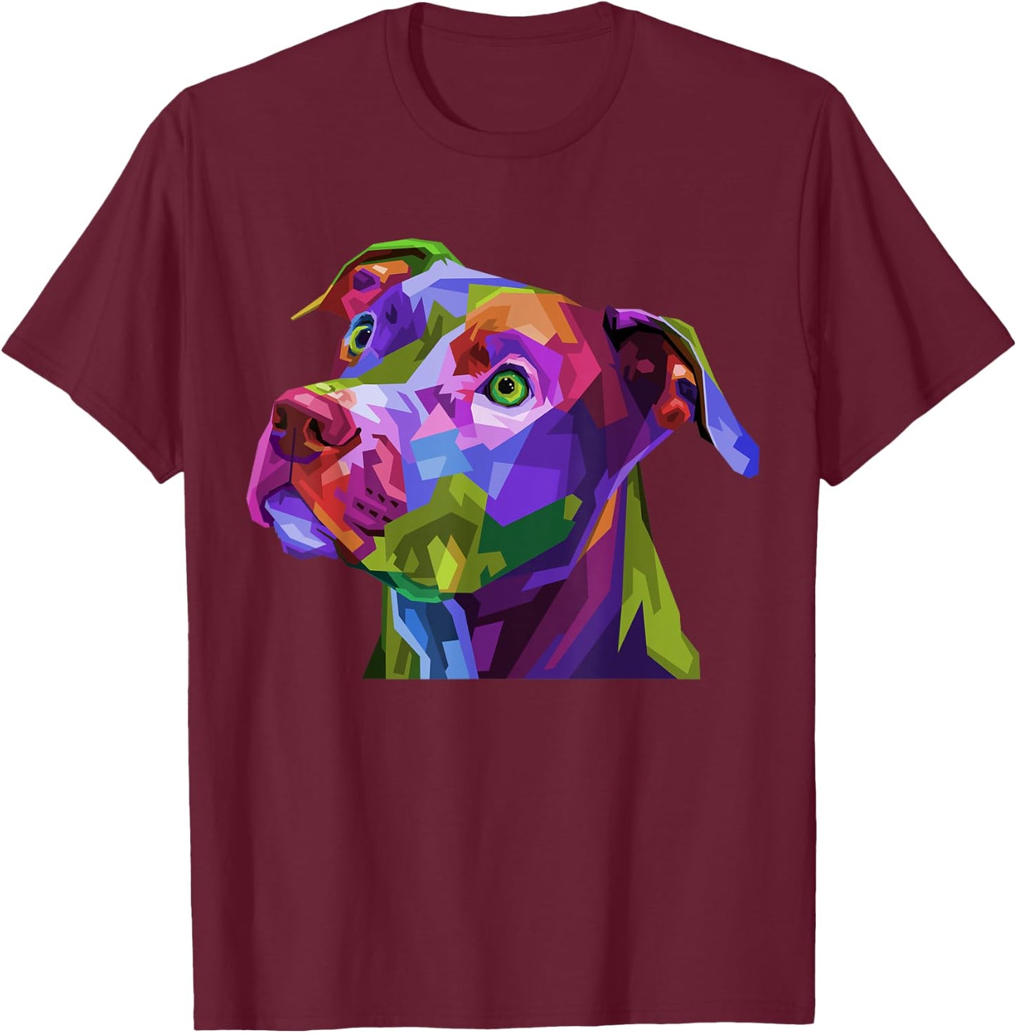 American Pitbull Terrier Pop Art Portrait for Dog Owners T-Shirt - T-Shirt | Maroon