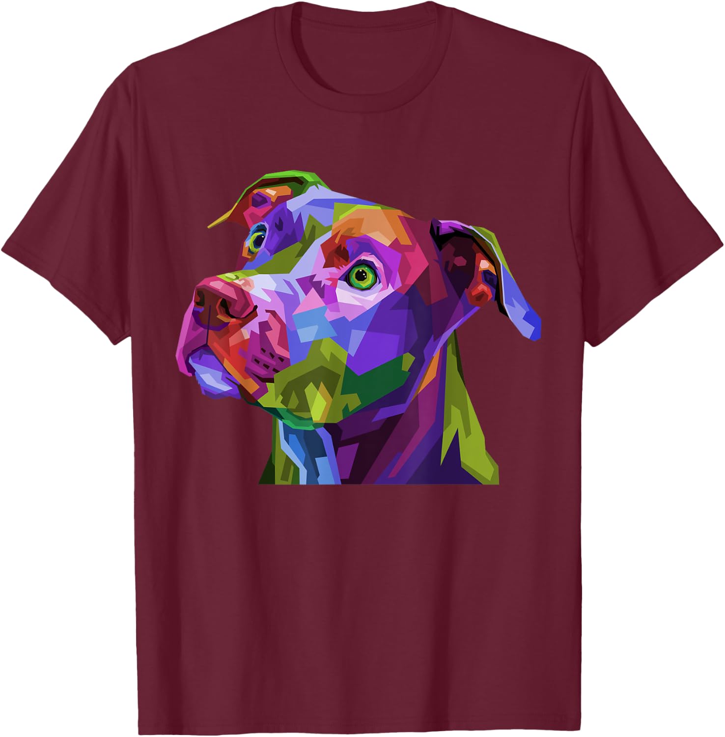American Pitbull Terrier Pop Art Portrait for Dog Owners T-Shirt - T-Shirt | Maroon