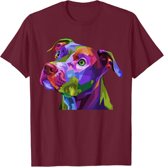 American Pitbull Terrier Pop Art Portrait for Dog Owners T-Shirt - T-Shirt | Maroon