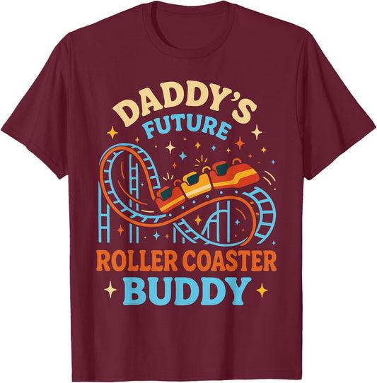 Roller Coaster Toddler Daddy's Future Roller Coaster Buddy T-Shirt - T-Shirt | Maroon