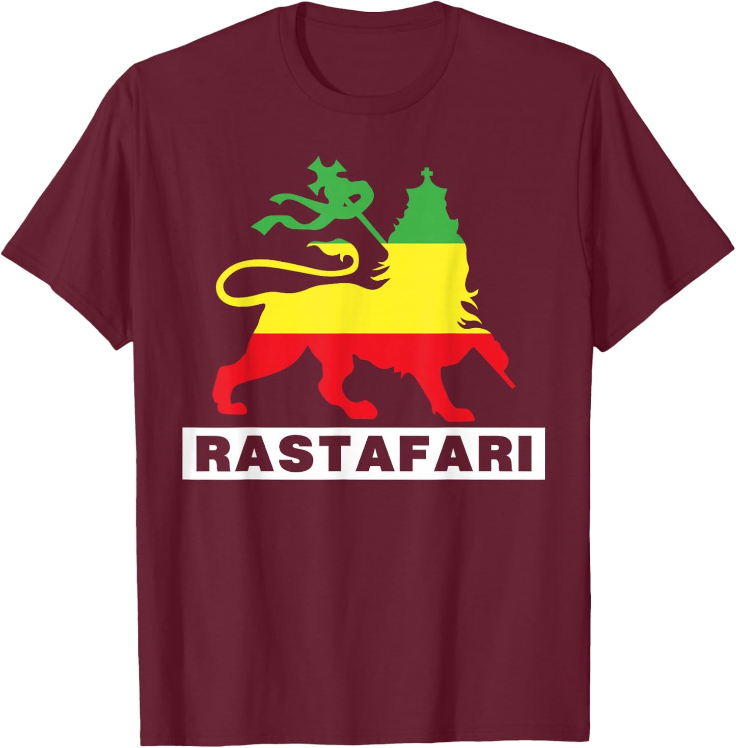 Lion of Judah Judah Rasta Rastafari Reggae T-Shirt - T-Shirt | Maroon