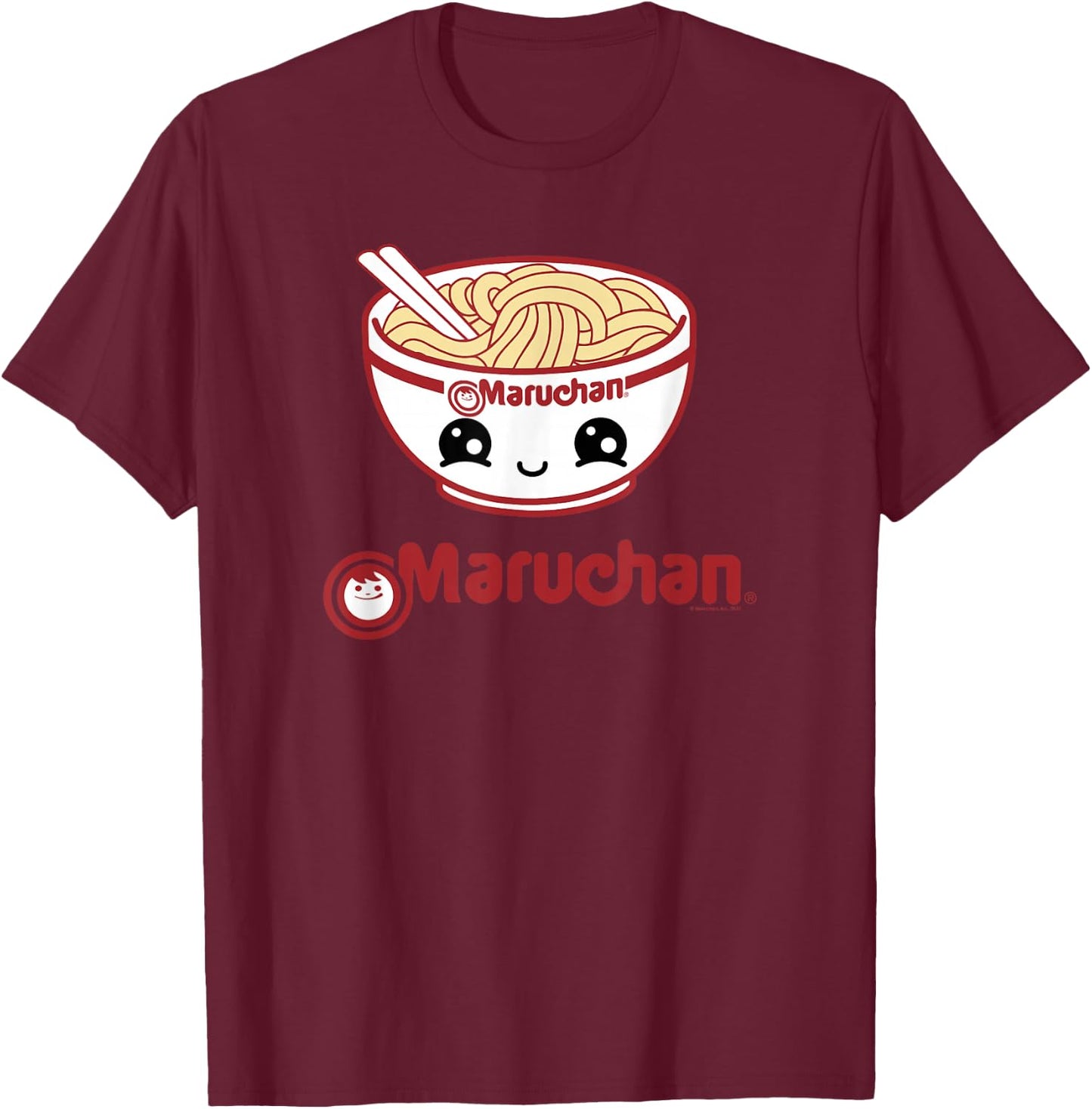 Maruchan Cute Noodle Bowl Face Logo Small T-Shirt - T-Shirt | Maroon