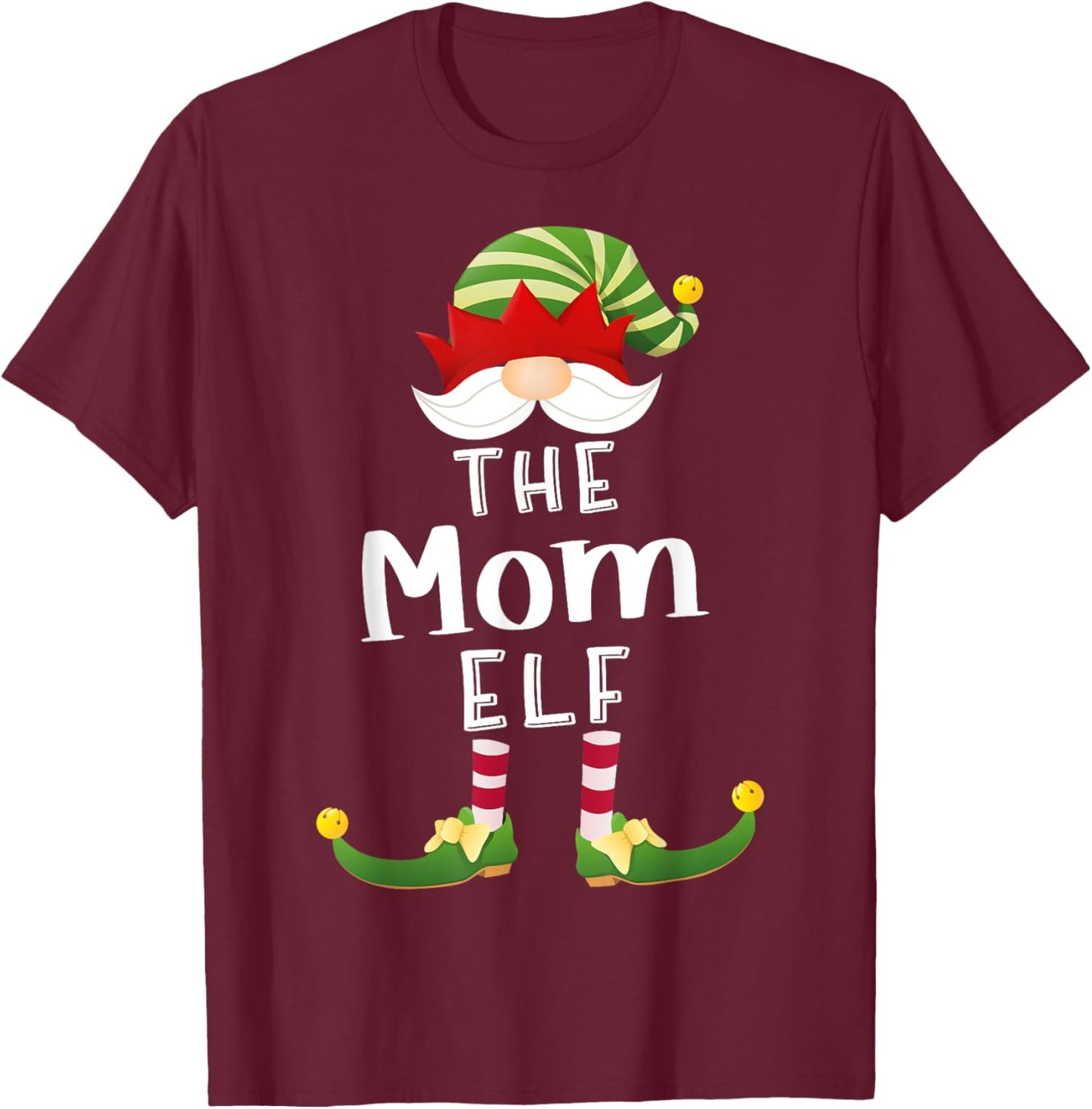 Mom Elf Group Christmas Funny Pajama Party T-Shirt - T-Shirt | Maroon
