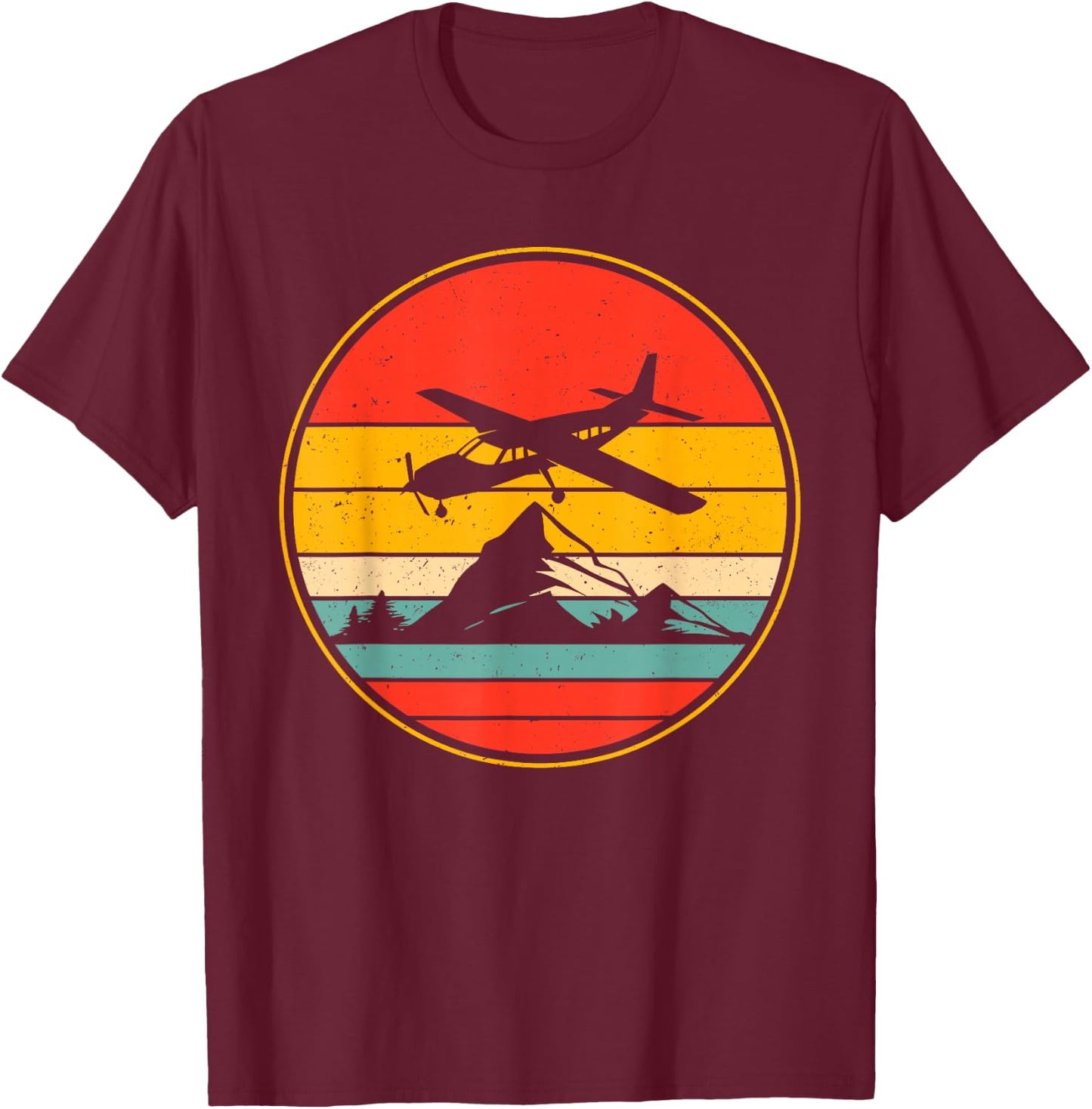 Airplane Over Mountains Design For Airplane Pilot T-Shirt - T-Shirt | Maroon