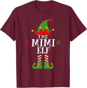 Mimi Elf Funny Matching Family Group Christmas Pajama T-Shirt - T-Shirt | Maroon