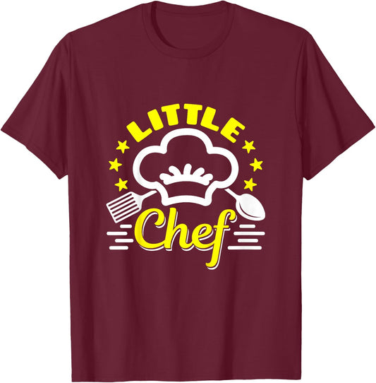 Little Chef Cooking Cook Cute Girl Boy Toddler T-Shirt - T-Shirt | Maroon