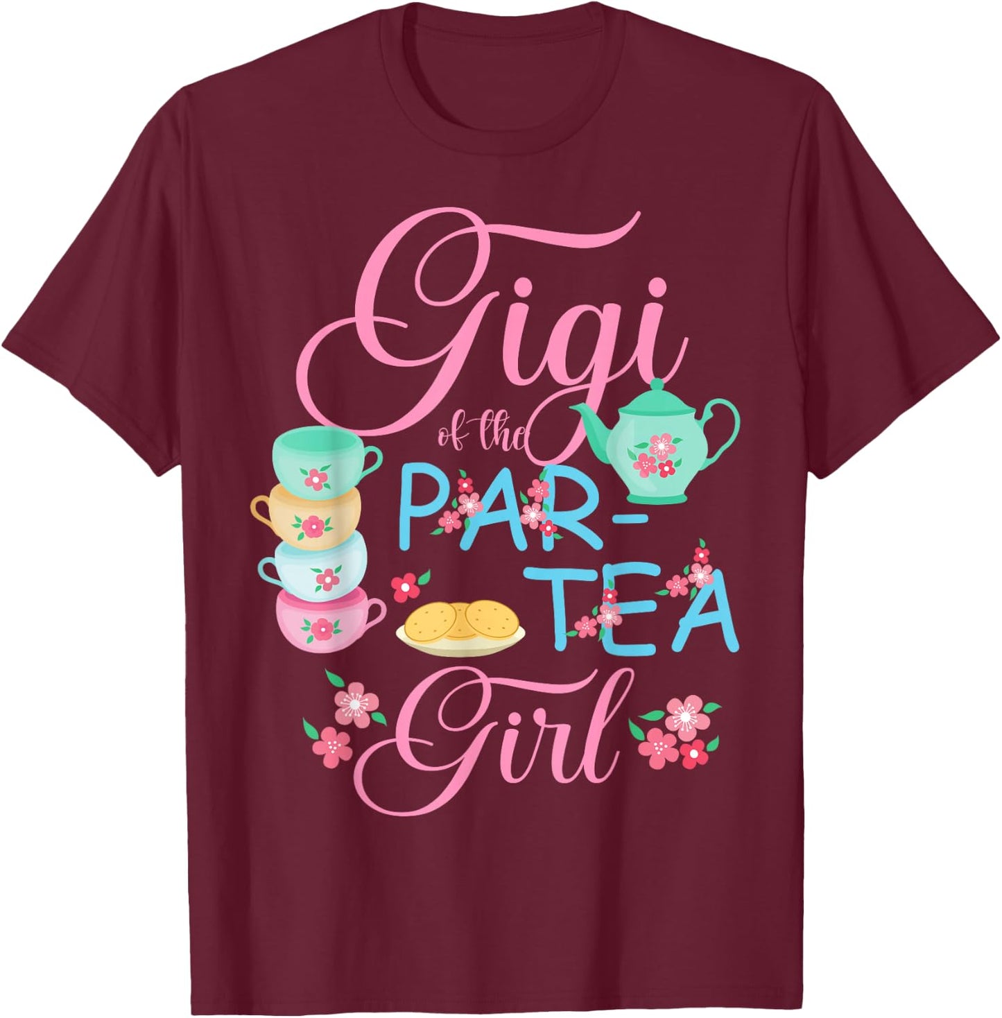 Gigi of The Par-Tea Girl Time to Par Tea Matching Family T-Shirt - T-Shirt | Maroon