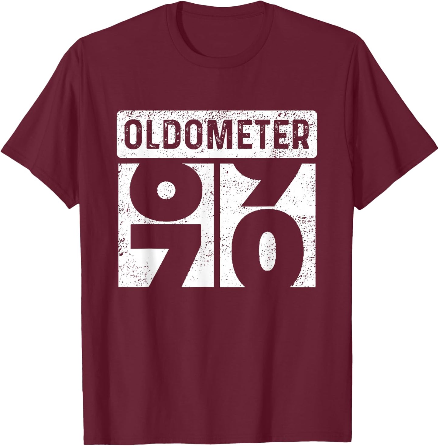 Oldometer Odometer Funny 70th Birthday Present Turning 70 T-Shirt - T-Shirt | Maroon