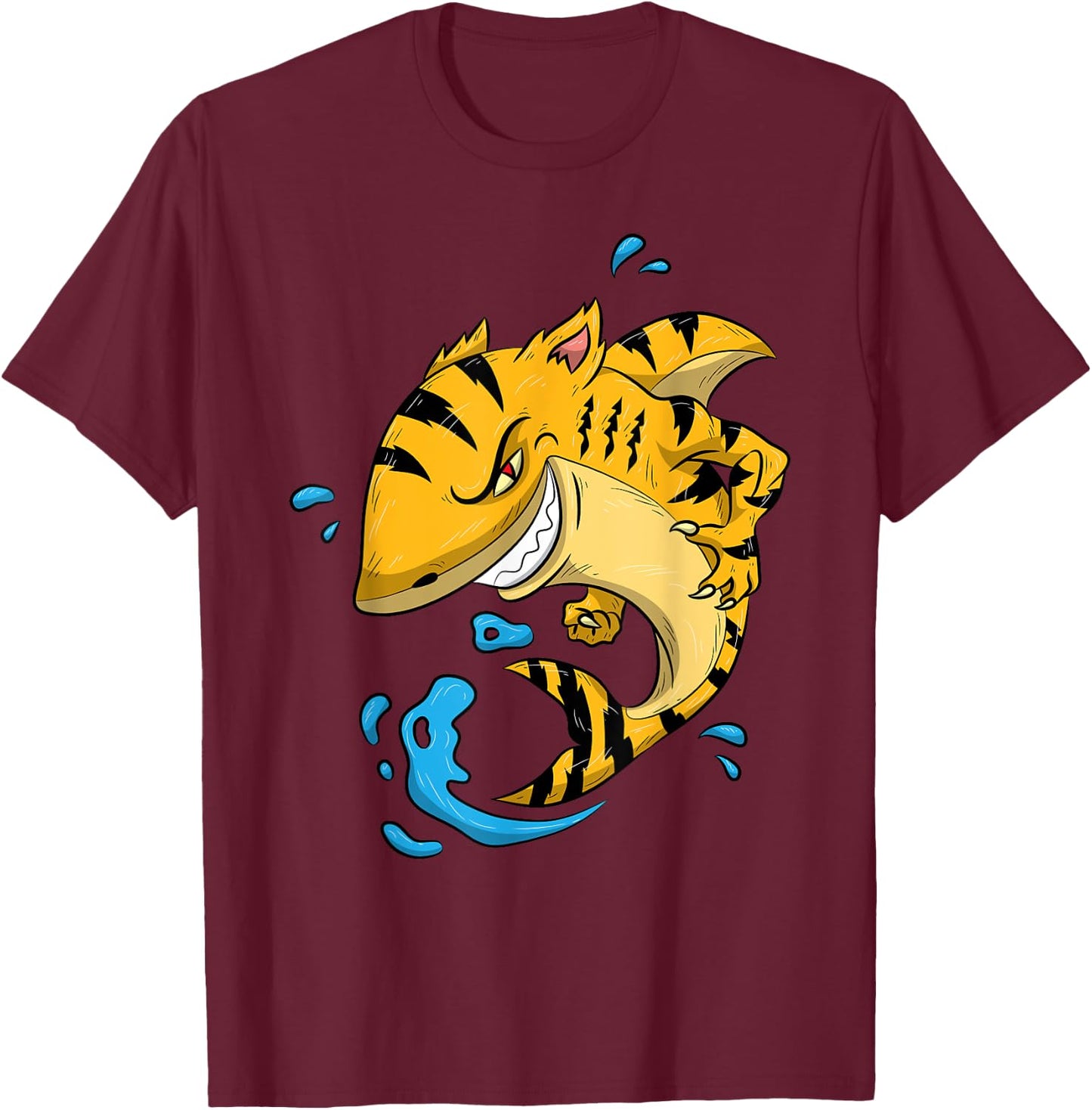 Tiger Shark Shirt Tigershark Boys Men Kids Predators Present T-Shirt - T-Shirt | Maroon