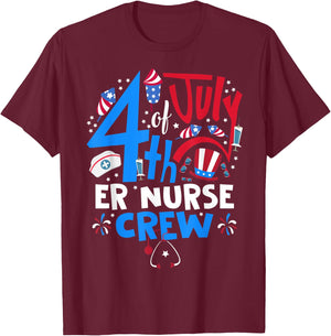 4th of July ER Nurse Crew Emergency Room Nurse In 4th July Men T-Shirt - T-Shirt | Maroon