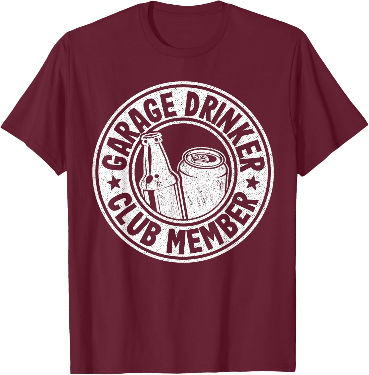 Beer Drinking American Flag Garage Drinker Club Member T-Shirt - T-Shirt | Maroon