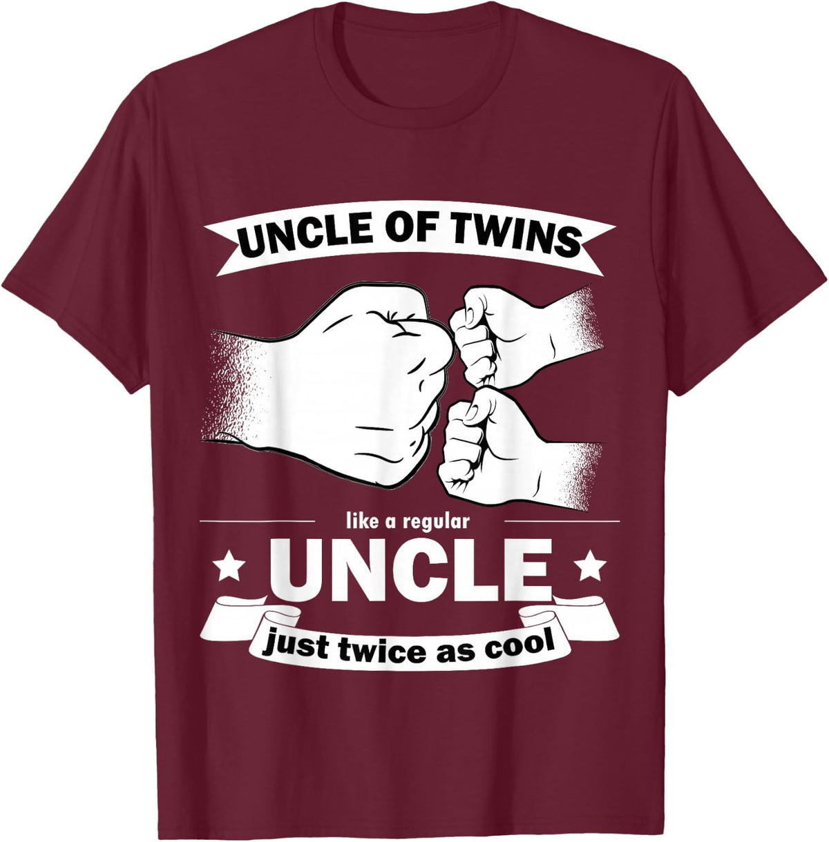 Uncle of Twins Baby Party Announcement T-Shirt - T-Shirt | Maroon
