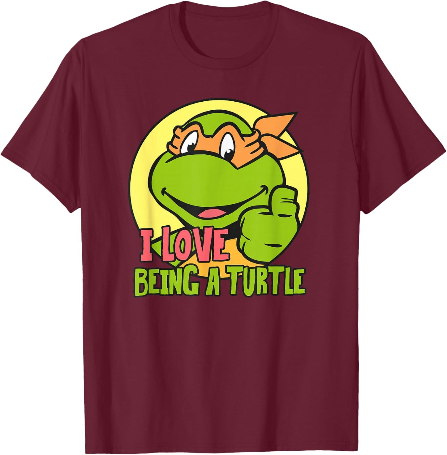 Michelangelo - I Love Being a Turtle T-Shirt - T-Shirt | Maroon