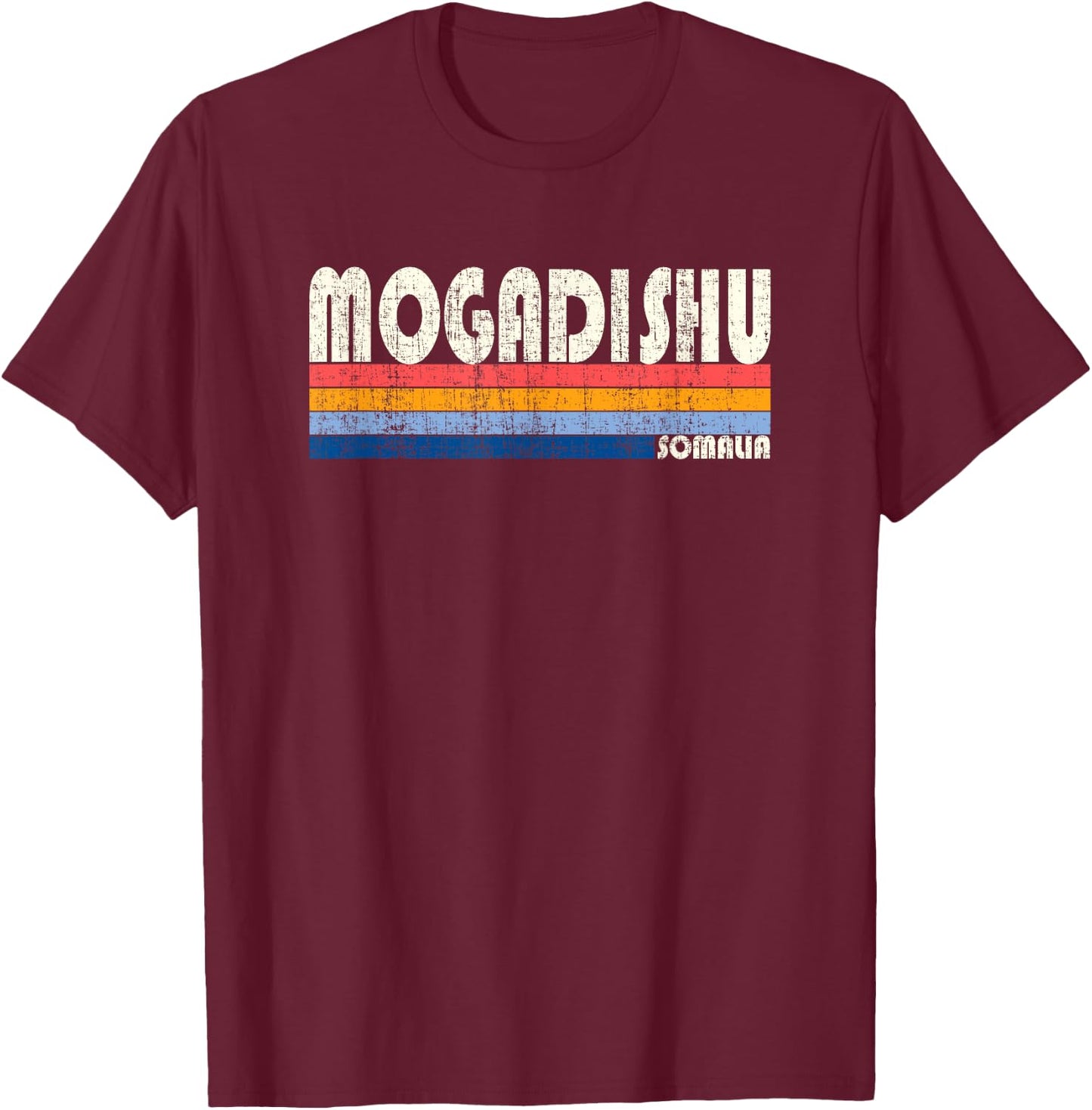 Retro Vintage 70s 80s Style Mogadishu, Somalia T-Shirt - T-Shirt | Maroon