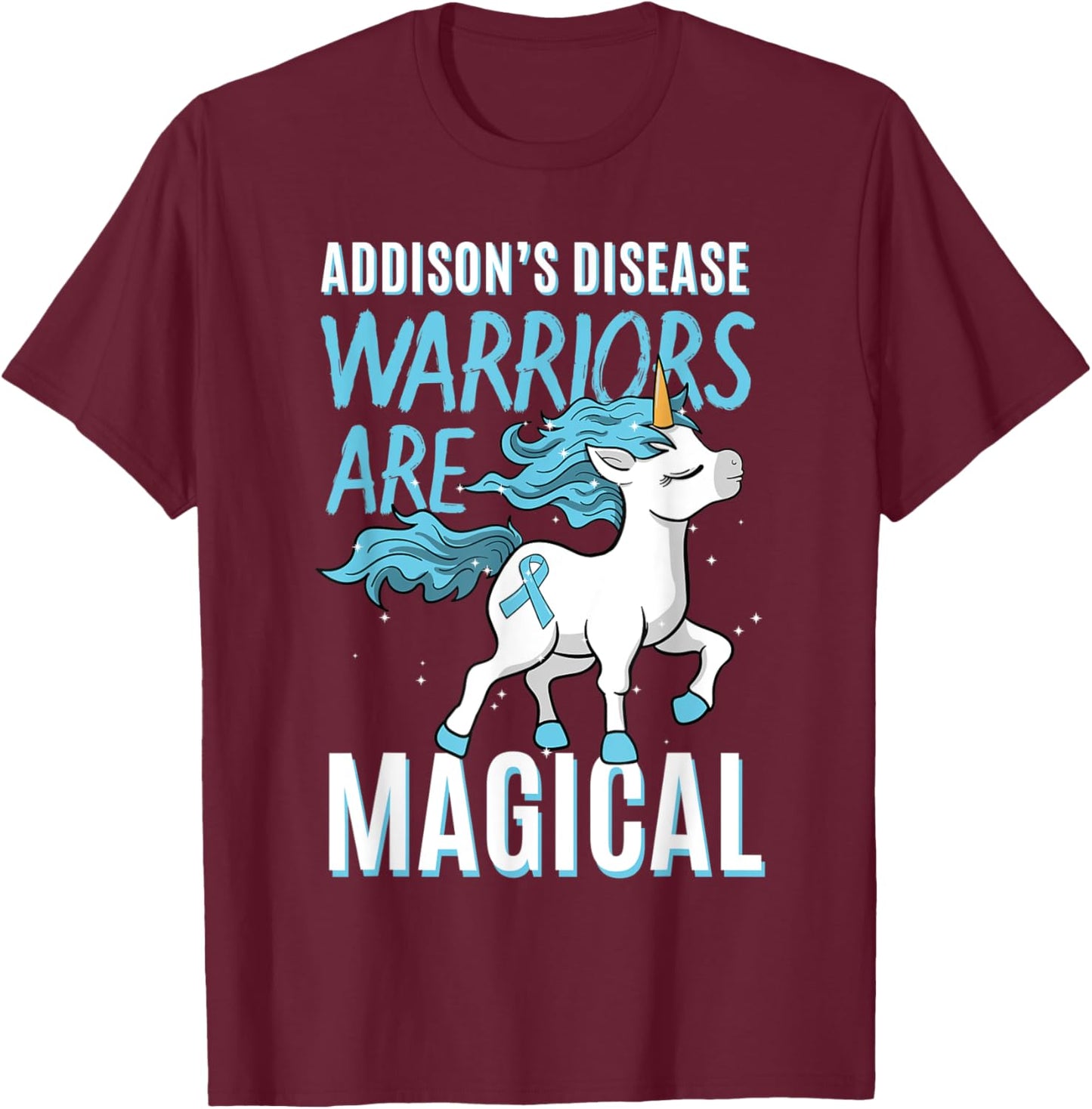 Addison's Disease Warrior Hypocortisolism Unicorn Lover T-Shirt - T-Shirt | Maroon