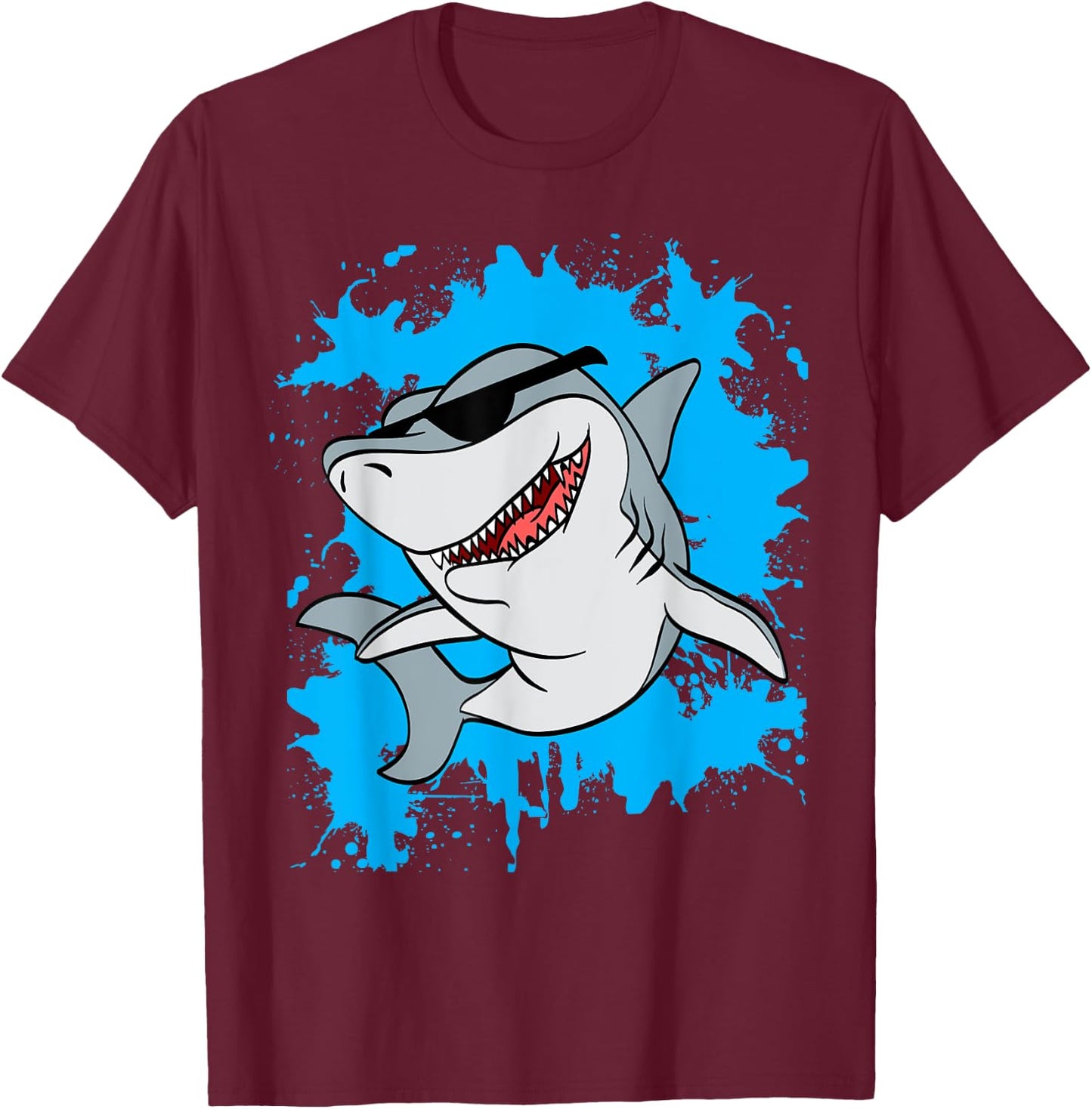 Shark Sunglasses Youth Shark T-Shirt - T-Shirt | Maroon