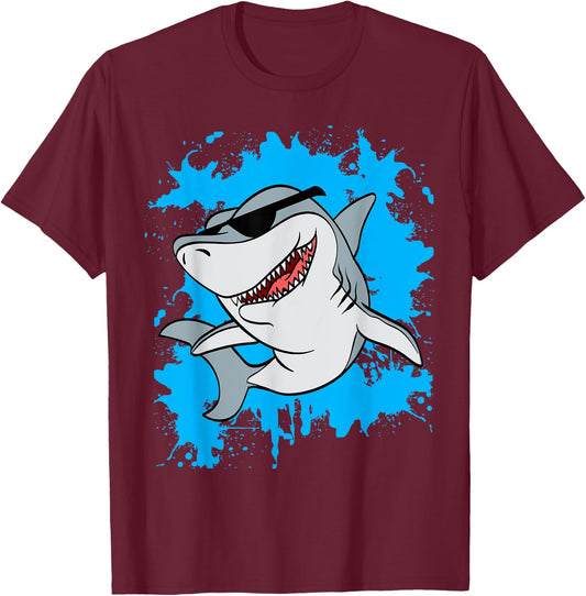 Shark Sunglasses Youth Shark T-Shirt - T-Shirt | Maroon