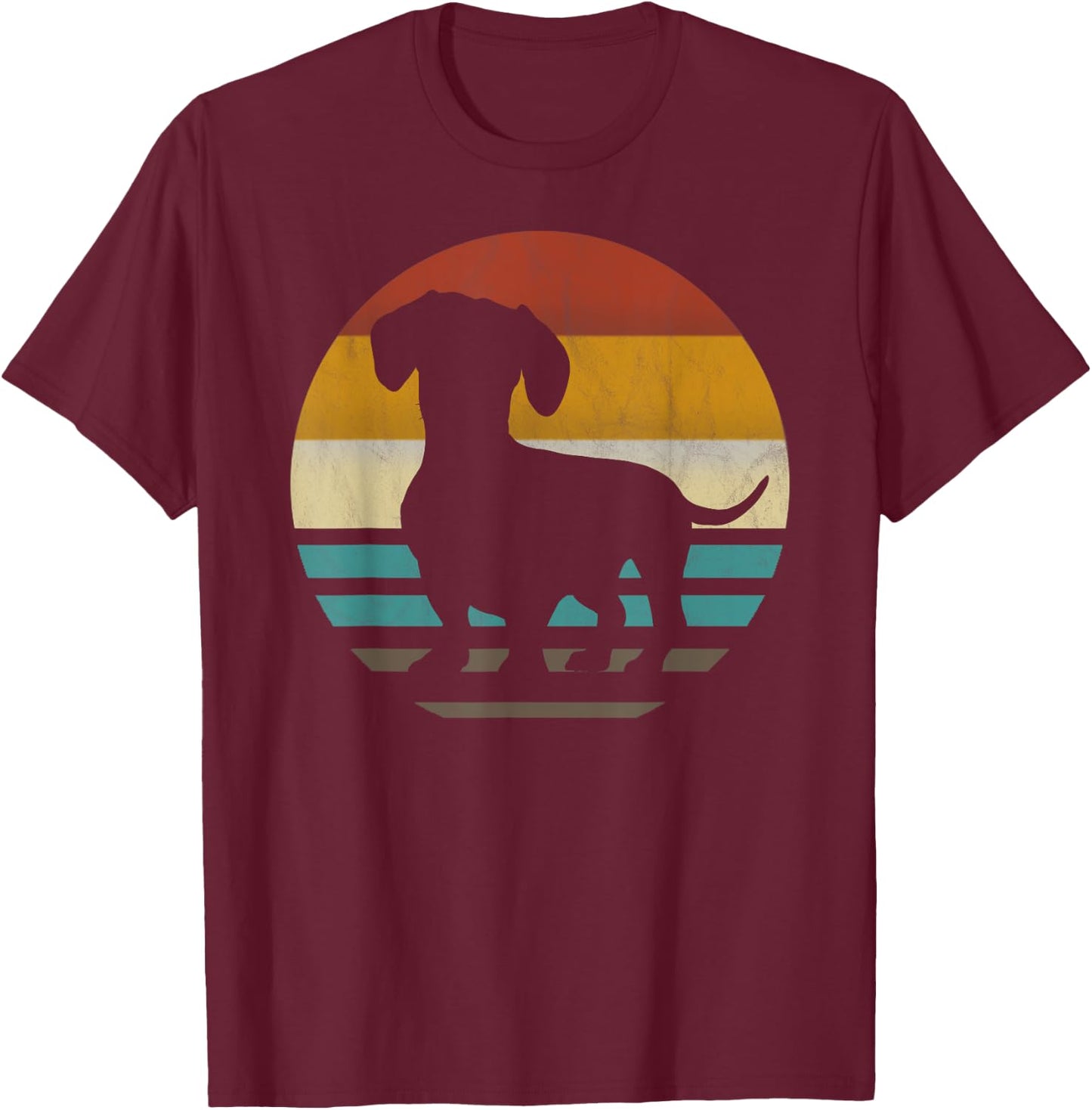 Dachshund Dachshund Silhouette Dog retro Gift T-Shirt - T-Shirt | Maroon