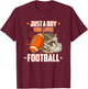 American Football Helmet Just A Boy Who Loves Football T-Shirt - T-Shirt | Maroon