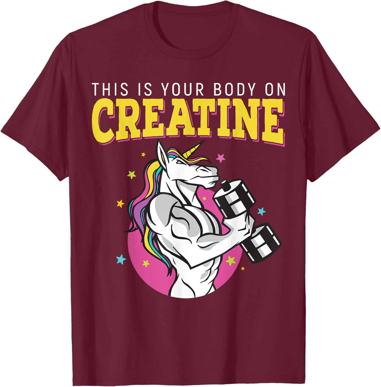This Is Your Body On Creatine Gym Fitness Weightlifting T-Shirt - T-Shirt | Maroon