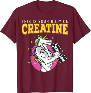 This Is Your Body On Creatine Gym Fitness Weightlifting T-Shirt - T-Shirt | Maroon