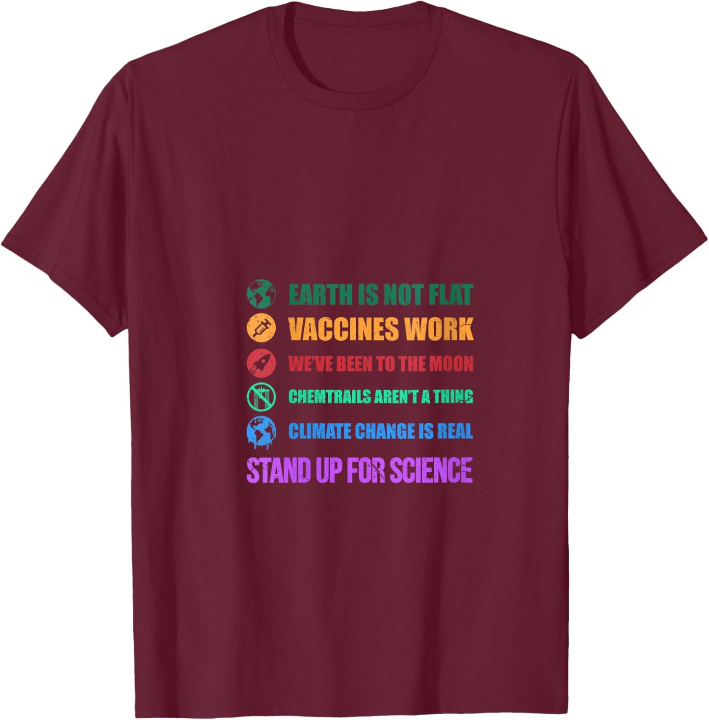 Women's Earth is Not Flat Stand up for Science V-Neck T-Shirt - T-Shirt | Maroon