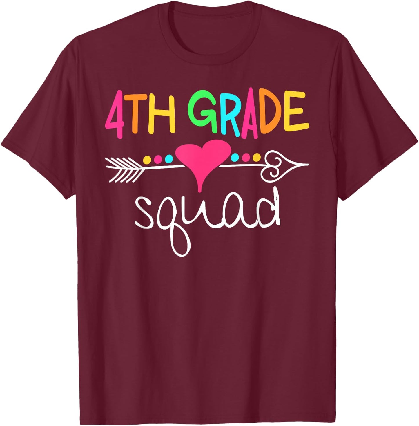 4th Grade Squad Fourth Teacher Student Team Back to School T-Shirt - T-Shirt | Maroon