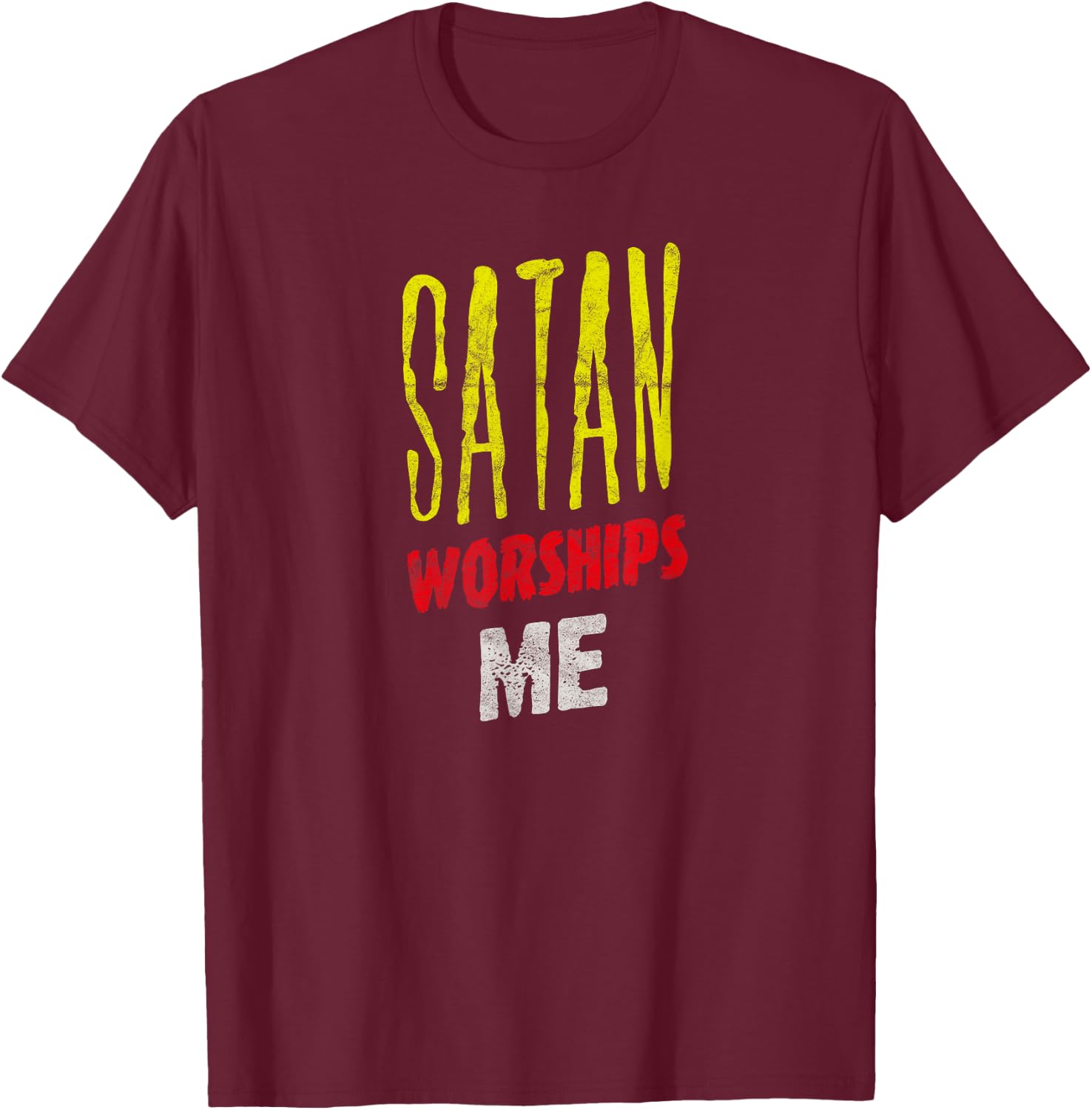 Satan Worships Me Occult Grunge Baphomet Antichrist Punk T-Shirt - T-Shirt | Maroon