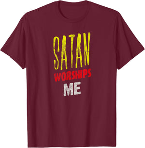 Satan Worships Me Occult Grunge Baphomet Antichrist Punk T-Shirt - T-Shirt | Maroon