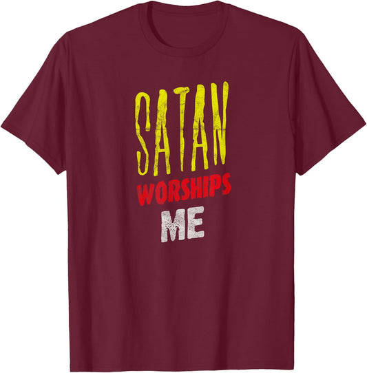 Satan Worships Me Occult Grunge Baphomet Antichrist Punk T-Shirt - T-Shirt | Maroon