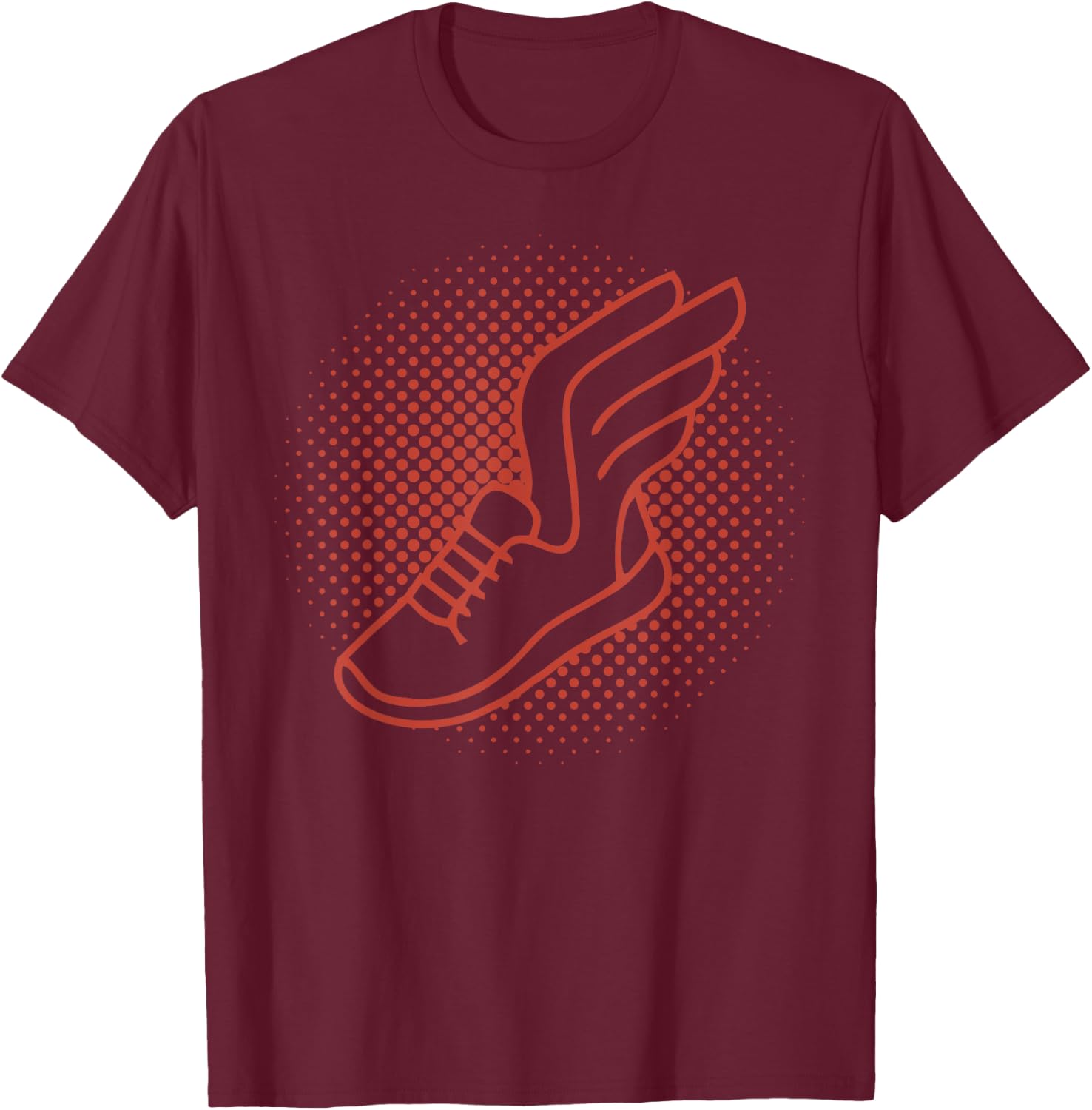 Track And Field Winged Running Shoes Sprinting Marathon T-Shirt - T-Shirt | Maroon