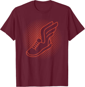 Track And Field Winged Running Shoes Sprinting Marathon T-Shirt - T-Shirt | Maroon