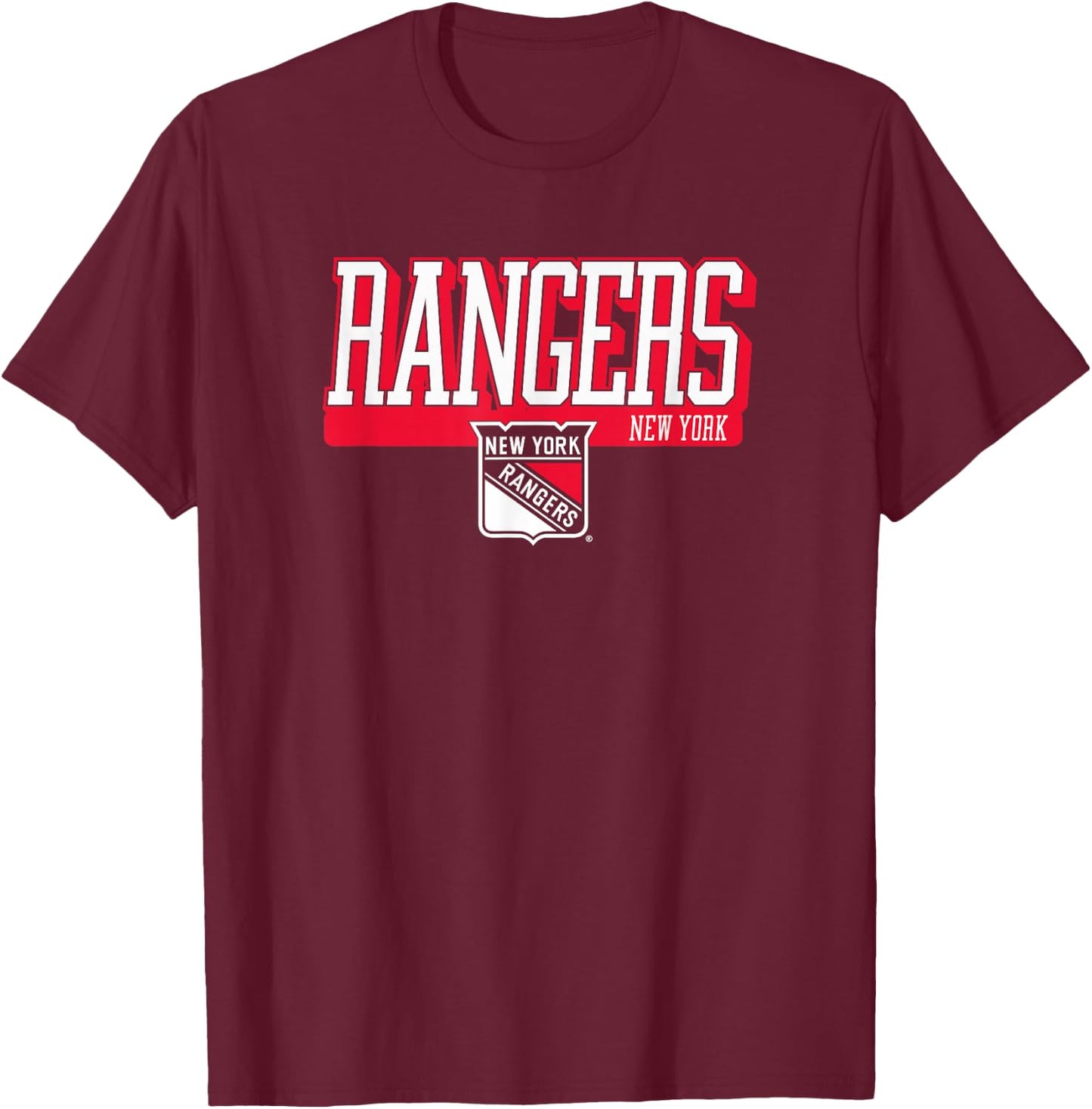 New York Rangers Faceoff Royal Blue Officially Licensed T-Shirt - T-Shirt | Maroon