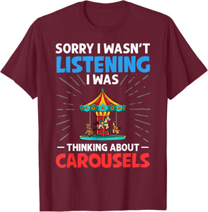Carousel Horse Tornado Carnival Ride Amusement Park T-Shirt - T-Shirt | Maroon