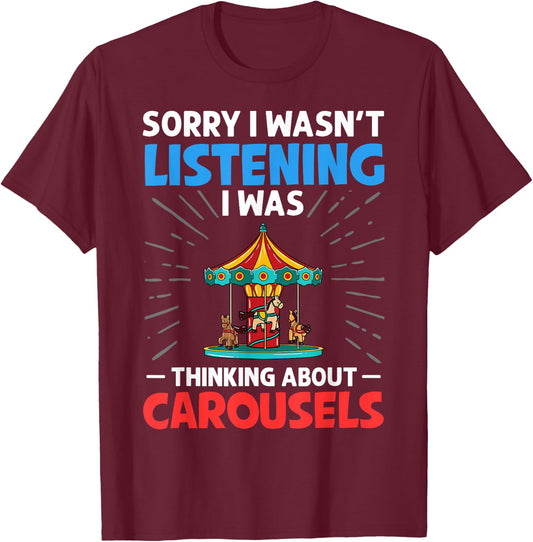 Carousel Horse Tornado Carnival Ride Amusement Park T-Shirt - T-Shirt | Maroon