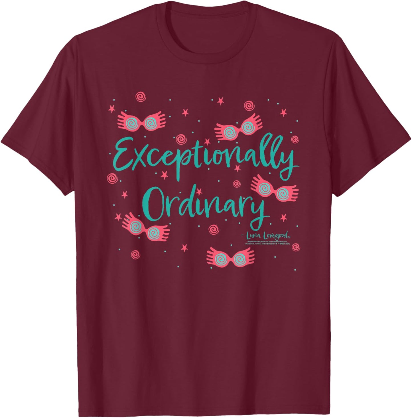 Harry Potter Floating Luna Lovegood Glasses T-Shirt - T-Shirt | Maroon