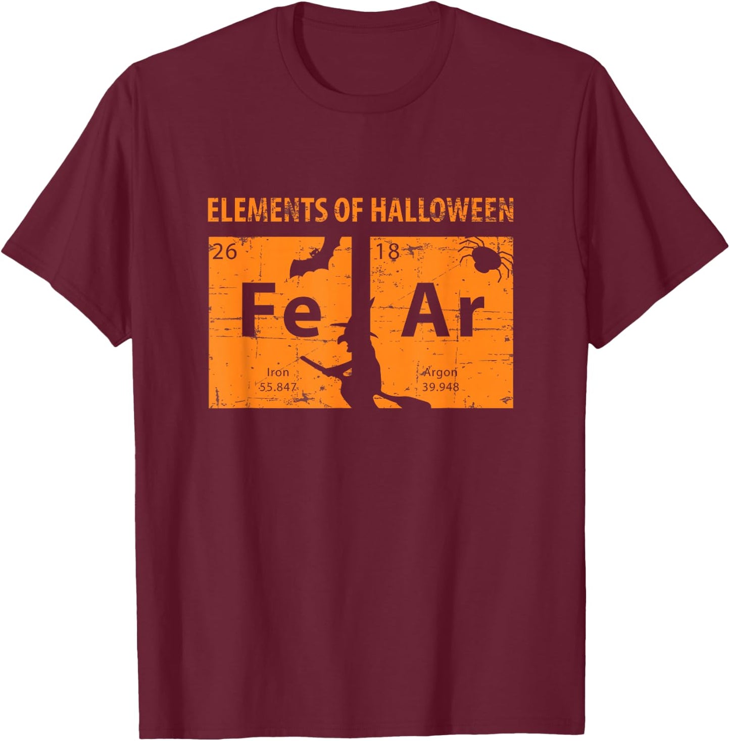 Elements of Halloween (Fear) Periodically T-Shirt - T-Shirt | Maroon