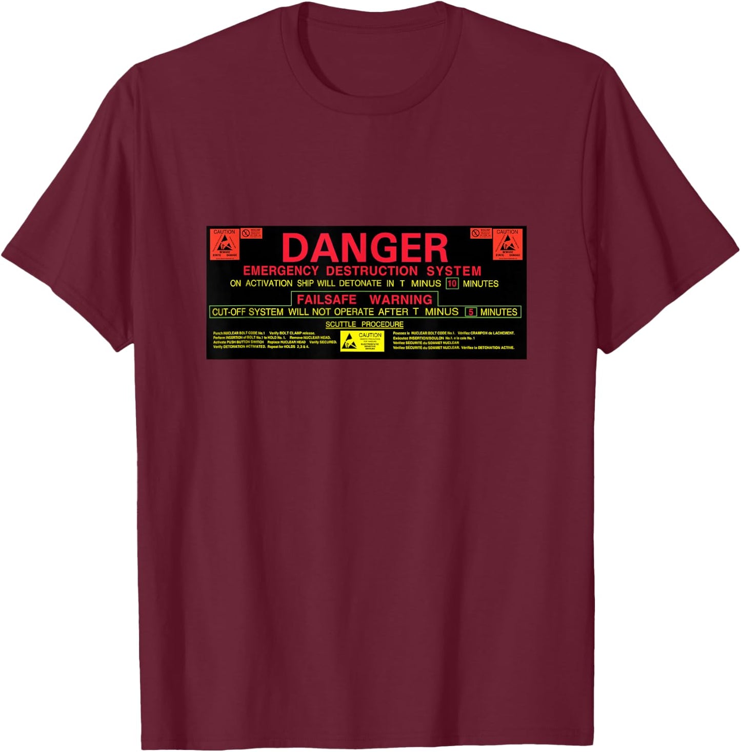 Nostromo Emergency Self Destruct Console T-Shirt - T-Shirt | Maroon