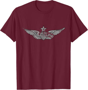 US Army Senior Aviator Badge - Pilot Wings Vintage Look T-Shirt - T-Shirt | Maroon