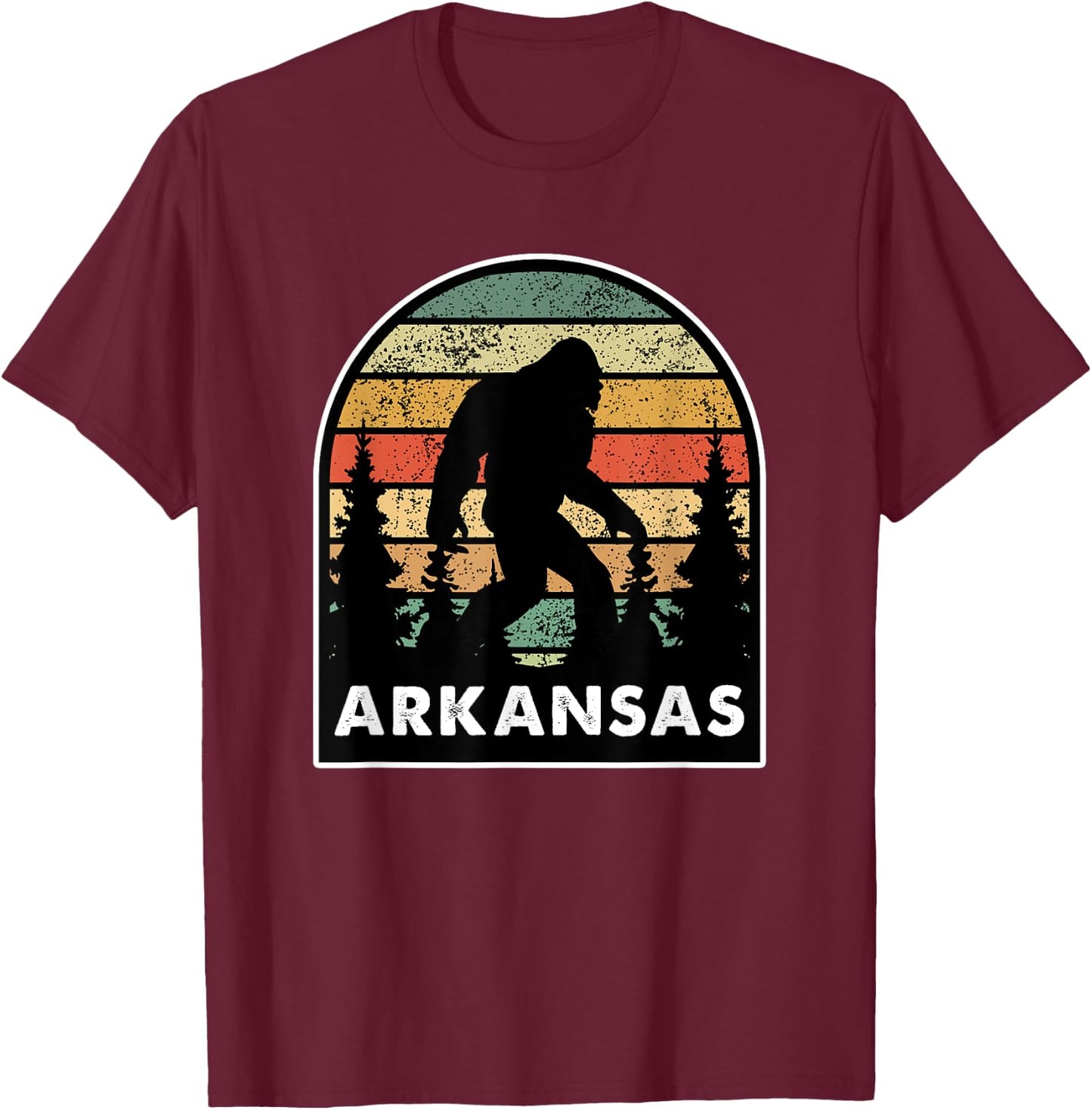 Arkansas and a Bigfoot, or a Sasquatch T-Shirt - T-Shirt | Maroon