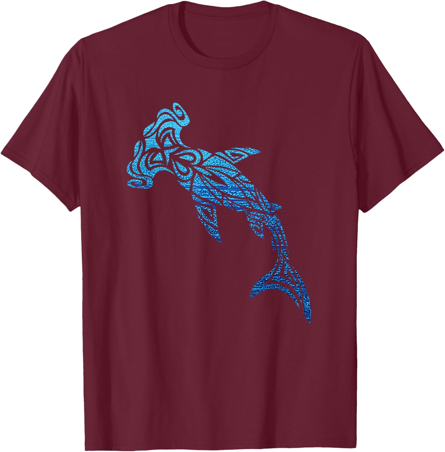 Hammerhead Shark Hawaiian Polynesian Tribal Tattoo Vacation T-Shirt - T-Shirt | Maroon
