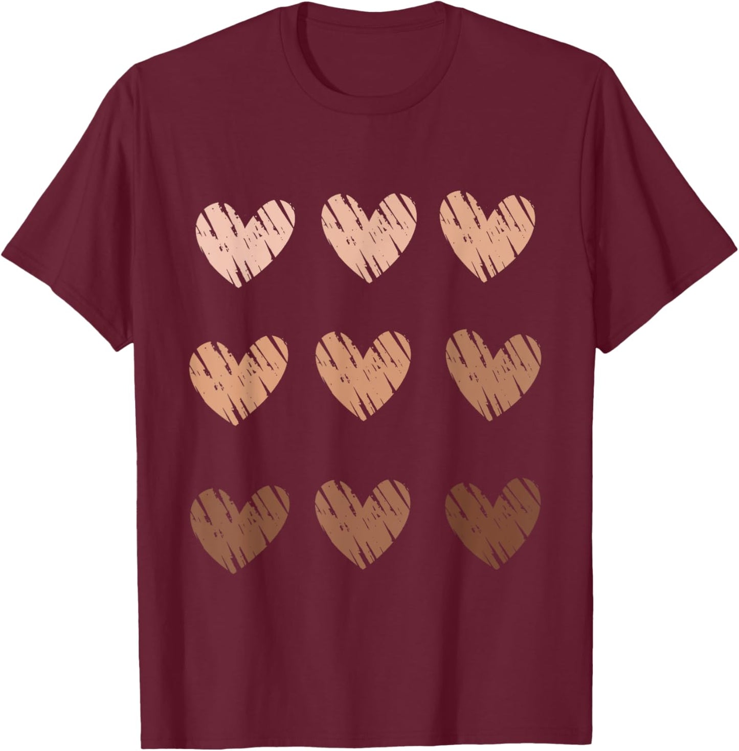 Skin Tone Hearts, Be, Kind Design, Melanin Hearts Gifts T-Shirt - T-Shirt | Maroon