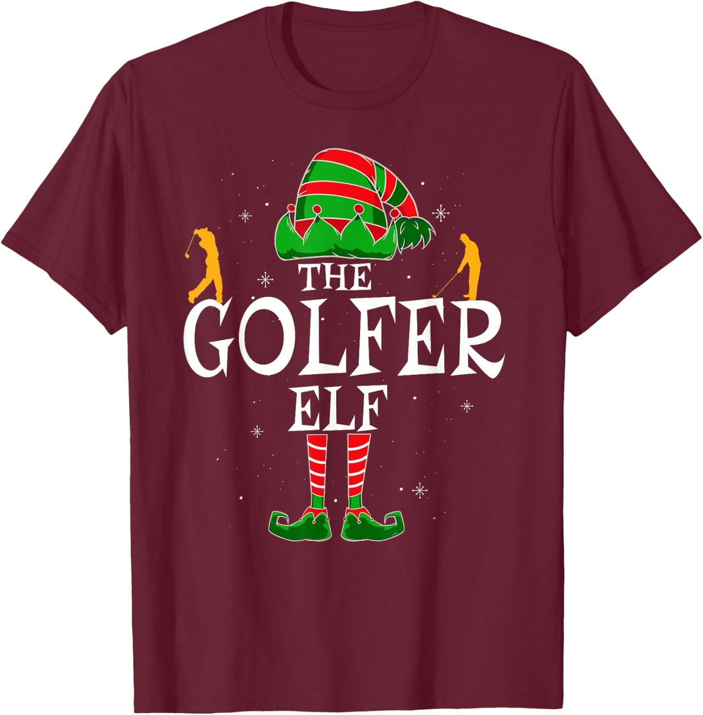 The Golfer Elf Group Matching Family Christmas Golf Funny T-Shirt - T-Shirt | Maroon