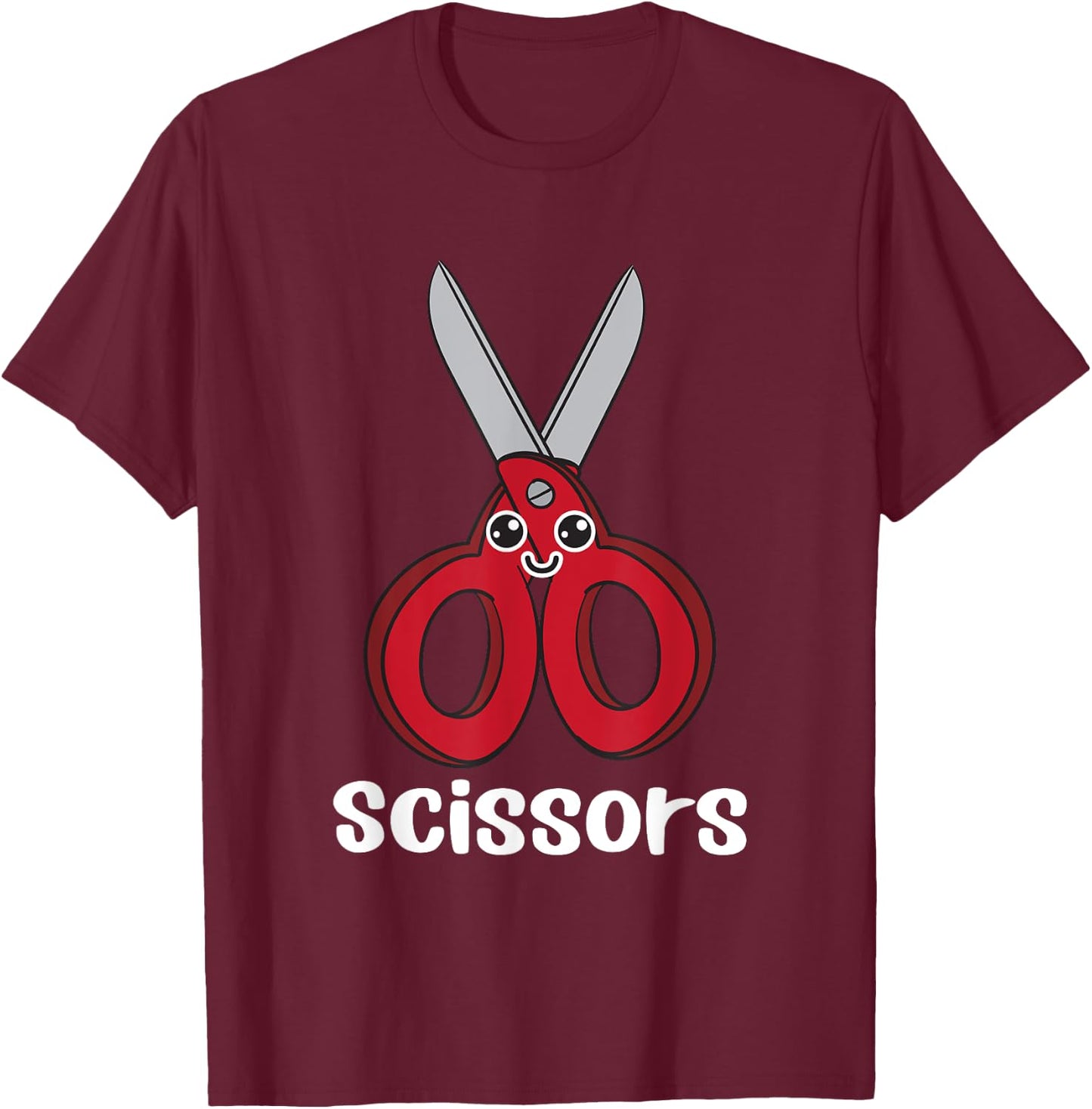 Rock Paper Scissors Game Cute Scissors Costume Kawaii T-Shirt - T-Shirt | Maroon